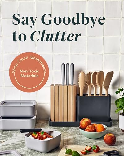 Caraway 14-Piece Kitchen Prep Set - Kitchen Knife Set & Wooden Utensil Set - Made With Premium German Steel Blades & FSC-Certified Birch Wood - Non-Toxic Materials - Includes Organizer - Cream - My Kitchen Products
