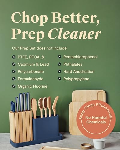 Caraway 14-Piece Kitchen Prep Set - Kitchen Knife Set & Wooden Utensil Set - Made With Premium German Steel Blades & FSC-Certified Birch Wood - Non-Toxic Materials - Includes Organizer - Cream - My Kitchen Products