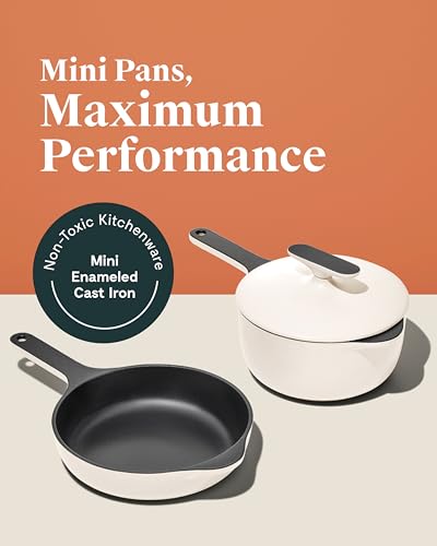 Caraway Cast Iron Skillet - 8” Enameled Cast Iron Pan With 3 Layer Enamel Coating - No Seasoning Required - Compatible With All Stovetops - Free From Forever Chemicals - Charcoal - My Kitchen Products