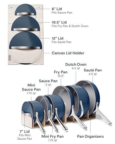 Caraway Deluxe Non-stick Ceramic Cookware Set (16 Piece) Pots, Frying Pans, Lids and Kitchen Storage - PFAS & PFOA Free - Oven Safe Pan Set & Compatible with All Stovetops - Navy - My Kitchen Products