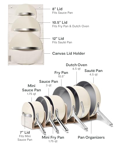 Caraway Deluxe Non-stick Ceramic Cookware Set (16 Piece) Pots, Frying Pans, Lids and Kitchen Storage - PFAS & PFOA Free - Oven Safe Pan Set & Compatible with All Stovetops - Cream - My Kitchen Products