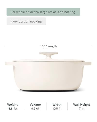 Caraway Enameled Cast Iron Dutch Oven - 8qt Dutch Oven With Lid - 3 Layer Enamel Coating - No Seasoning Required - Compatible With All Stovetops - Oven Safe - No Forever Chemicals - Cream - My Kitchen Products