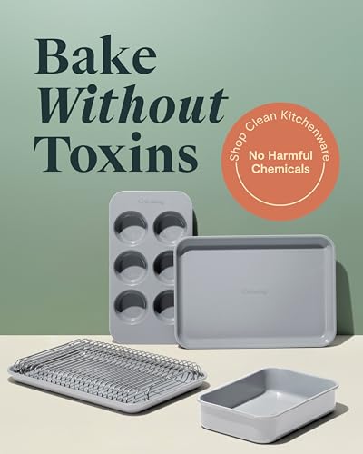 Caraway Mini Bakeware Set – Naturally Non-Stick, Non-Toxic Ceramic Coating – Compact Baking Pans Set for Small Kitchens & Ovens – Includes Baking Sheets, Muffin Pan, Cooling Rack & Storage - Cream - My Kitchen Products