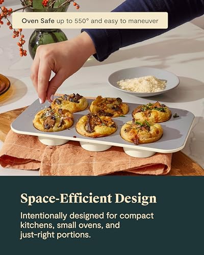 Caraway Mini Bakeware Set – Naturally Non-Stick, Non-Toxic Ceramic Coating – Compact Baking Pans Set for Small Kitchens & Ovens – Includes Baking Sheets, Muffin Pan, Cooling Rack & Storage - Cream - My Kitchen Products