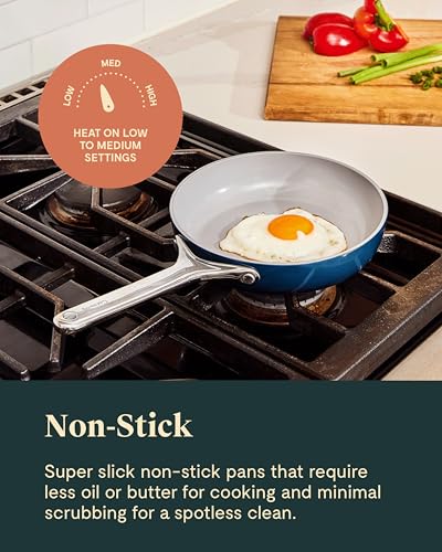 Caraway Mini Cookware Set - Non-Stick Ceramic Fry Pan (1.05 qt, 8") Sauce Pan (1.75 qt) & Storage Rack - Non Toxic, PTFE & PFOA Free - Oven Safe & Stovetop Agnostic (Gas, Electric & Induction) - Cream - My Kitchen Products