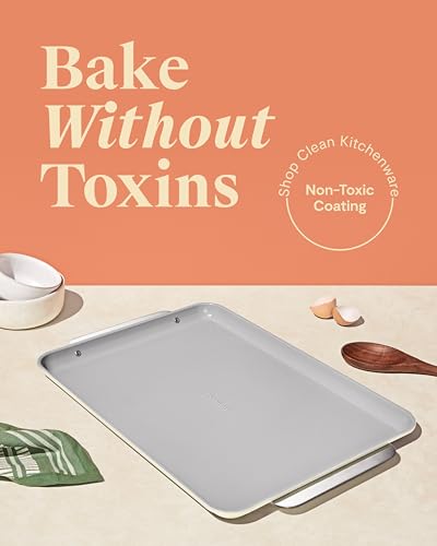 Caraway Non-Stick Ceramic Baking Sheet - Naturally Slick Ceramic Coating - Non-Toxic, PTFE & PFOA Free - Perfect for Baking, Roasting, and More - Large (18" x 13") - Cream - My Kitchen Products