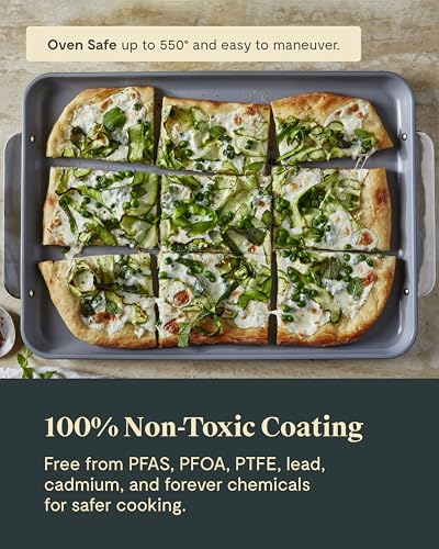Caraway Non-Stick Ceramic Baking Sheet Trio - Naturally Slick Ceramic Coating - Non-Toxic, PTFE & PFOA Free - 18 x 13" Large, 15 x 10" Medium, & 9" x 13" Small - Cream - My Kitchen Products