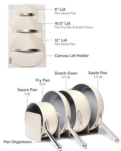 Caraway Non-stick Ceramic Cookware Set (12 Piece) Pots, Pans, Lids and Kitchen Storage - PFAS & PFOA Free - Oven Safe Pan Set & Compatible with All Stovetops - Cream - My Kitchen Products