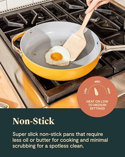 Caraway Non-stick Ceramic Cookware Set (12 Piece) Pots, Pans, Lids and Kitchen Storage - PFAS & PFOA Free - Oven Safe Pan Set & Compatible with All Stovetops - Cream - My Kitchen Products