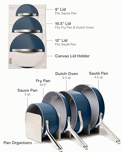 Caraway Non-stick Ceramic Cookware Set (12 Piece) Pots, Pans, Lids and Kitchen Storage - PFAS & PFOA Free - Oven Safe Pan Set & Compatible with All Stovetops - Navy - My Kitchen Products