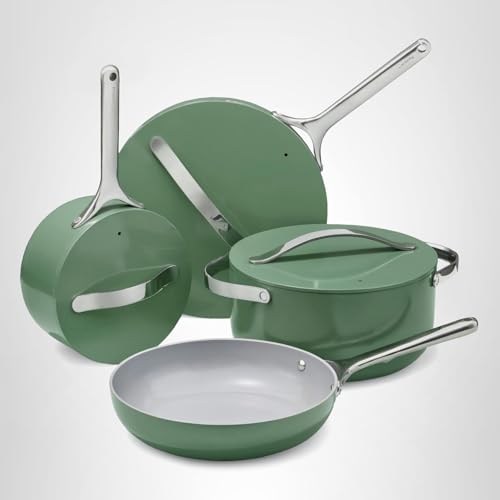Caraway Non-stick Ceramic Cookware Set (12 Piece) Pots, Pans, Lids and Kitchen Storage - PFAS & PFOA Free - Oven Safe Pan Set & Compatible with All Stovetops - Sage - My Kitchen Products