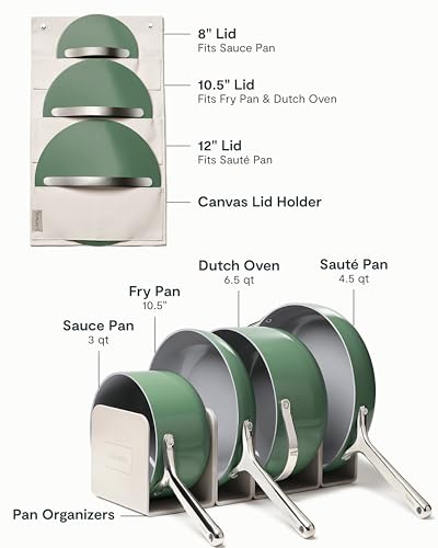 Caraway Non-stick Ceramic Cookware Set (12 Piece) Pots, Pans, Lids and Kitchen Storage - PFAS & PFOA Free - Oven Safe Pan Set & Compatible with All Stovetops - Sage - My Kitchen Products