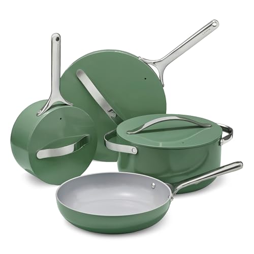Caraway Non-stick Ceramic Cookware Set (12 Piece) Pots, Pans, Lids and Kitchen Storage - PFAS & PFOA Free - Oven Safe Pan Set & Compatible with All Stovetops - Sage - My Kitchen Products