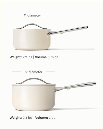 Caraway Nonstick Ceramic Sauce Pan with Lid (1.75 qt) - Non Toxic, PTFE & PFOA Free - Oven Safe & Compatible with All Stovetops (Gas, Electric & Induction) - Cream - My Kitchen Products