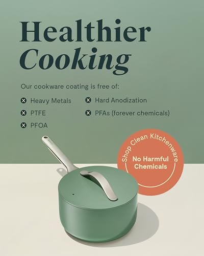 Caraway Nonstick Ceramic Sauce Pan with Lid (1.75 qt) - Non Toxic, PTFE & PFOA Free - Oven Safe & Compatible with All Stovetops (Gas, Electric & Induction) - Cream - My Kitchen Products