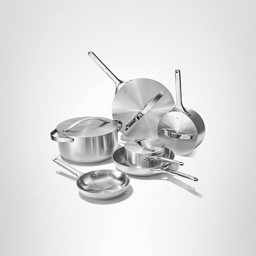 Caraway Stainless Steel Deluxe Cookware Set (16 Piece) - 5-Ply Stainless Steel Pots, Frying Pans, Lids and Kitchen Storage - Non Toxic, PTFE & PFOA Free - My Kitchen Products