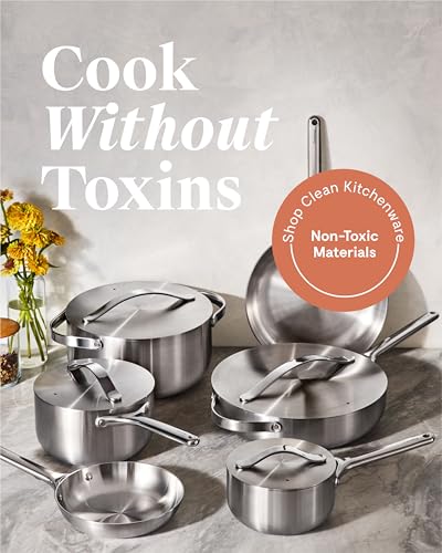 Caraway Stainless Steel Deluxe Cookware Set (16 Piece) - 5-Ply Stainless Steel Pots, Frying Pans, Lids and Kitchen Storage - Non Toxic, PTFE & PFOA Free - My Kitchen Products