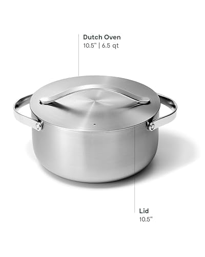 Caraway Stainless Steel Dutch Oven (6.5 Qt) - 5-Ply Stainless Steel - Oven Safe & Stovetop Agnostic - Non Toxic, PTFE & PFOA Free - My Kitchen Products