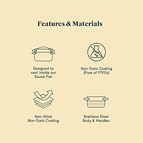 Caraway Steamer - Stainless Steel Steamer with Handles - Non Stick, Non Toxic Coating - Steam Veggies, Seafood, and More - Compatible With Our Dutch Oven or Sauce Pan - Small - My Kitchen Products