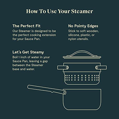 Caraway Steamer - Stainless Steel Steamer with Handles - Non Stick, Non Toxic Coating - Steam Veggies, Seafood, and More - Compatible With Our Dutch Oven or Sauce Pan - Small - My Kitchen Products