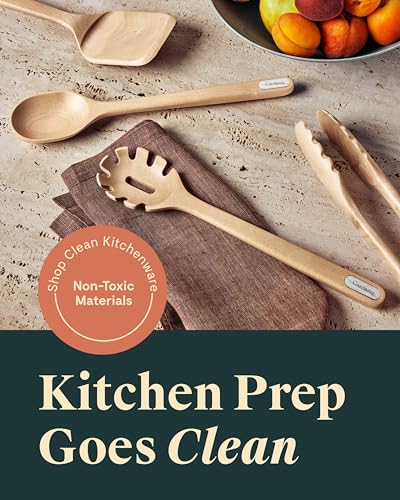 Caraway Wooden Utensil Set - 5 Piece Cooking Utensil Set - Spoon, Server, Scraper, Spatula, & Tongs - Made From FSC-Certified Birch Wood - No Microplastics - My Kitchen Products