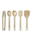 Caraway Wooden Utensil Set - 5 Piece Cooking Utensil Set - Spoon, Server, Scraper, Spatula, & Tongs - Made From FSC-Certified Birch Wood - No Microplastics - My Kitchen Products