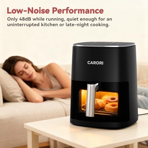CARORI 6 Qt Air Fryer with Viewing Window, 12 Presets and DIY Mode, 1700W, 400°F Max, Large Nonstick Dishwasher-Safe Basket, Bake, Roast, Reheat, Dehydrate, Black - My Kitchen Products