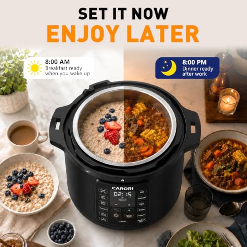 CARORI 8Qt 12-in-1 Electric Pressure Cooker, 1200W, Quick Meals, Time-Saving, Healthy, Easy Cooking Appliance, Slow,Rice,Steamer, Sauté, Yogurt Maker, Warmer & Sterilizer,Safer Venting Design, Black - My Kitchen Products