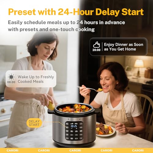 CARORI 9-in-1 Electric Pressure Cooker, 1200W Instant Multi-Cooker with IMD Touchscreen, Olla de Presion, Non-Stick Pot, Rice Cook, Slow Cook, Steamer, Sauté, Warmer, Safe Venting, Silver 8 Qt - My Kitchen Products