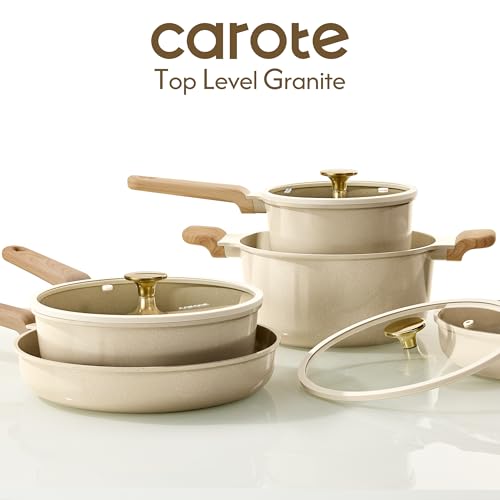 CAROTE 14Pcs Pots and Pans Set Non stick, Ceramic Cookware Set, Non-toxic Kitchen Cooking Set, PFAS and PFOA Free - My Kitchen Products