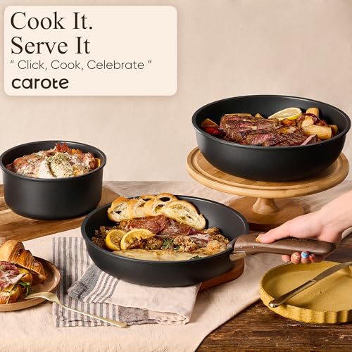 CAROTE 19pcs Pots and Pans Non Stick, Cookware Sets Detachable Handle, Induction Kitchen Pots and Pans,NonStick Cooking Set, Oven/Dishwasher/Fridge Safe, Space Saving - My Kitchen Products