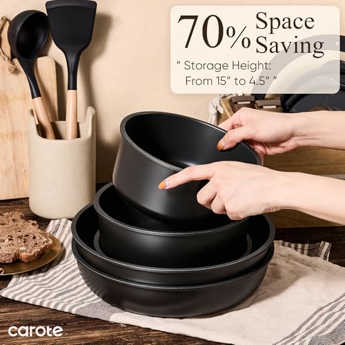 CAROTE 19pcs Pots and Pans Non Stick, Cookware Sets Detachable Handle, Induction Kitchen Pots and Pans,NonStick Cooking Set, Oven/Dishwasher/Fridge Safe, Space Saving - My Kitchen Products