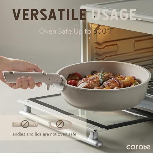 CAROTE 19pcs Pots and Pans Set Non Stick, Nonstick Cookware Set Detachable Handle, Induction Kitchen Cooking Sets with Removable Handle, RV Kitchen, Oven Safe, Taupe - My Kitchen Products