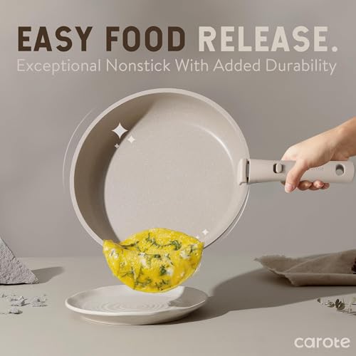 CAROTE 19pcs Pots and Pans Set Non Stick, Nonstick Cookware Set Detachable Handle, Induction Kitchen Cooking Sets with Removable Handle, RV Kitchen, Oven Safe, Taupe - My Kitchen Products