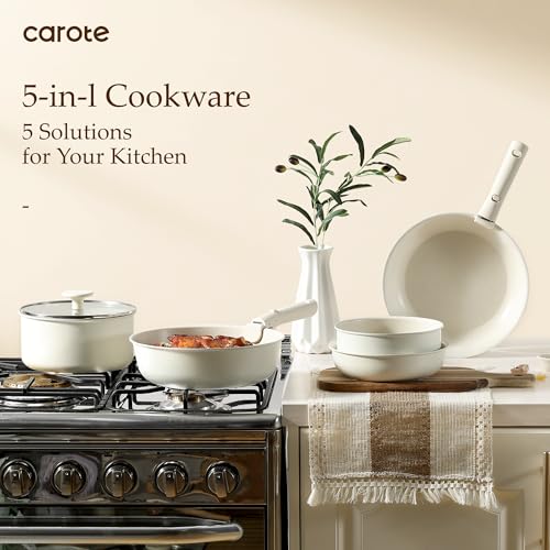 CAROTE 19pcs Pots and Pans Set, Nonstick Cookware Set Detachable Handle, Induction Kitchen Cookware Sets Non Stick with Removable Handle, RV Cookware Set, Oven Safe - My Kitchen Products