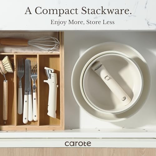 CAROTE 19pcs Pots and Pans Set, Nonstick Cookware Set Detachable Handle, Induction Kitchen Cookware Sets Non Stick with Removable Handle, RV Cookware Set, Oven Safe - My Kitchen Products