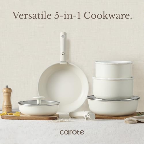 CAROTE 19pcs Pots and Pans Set, Nonstick Cookware Set Detachable Handle, Induction Kitchen Cookware Sets Non Stick with Removable Handle, RV Cookware Set, Oven Safe - My Kitchen Products