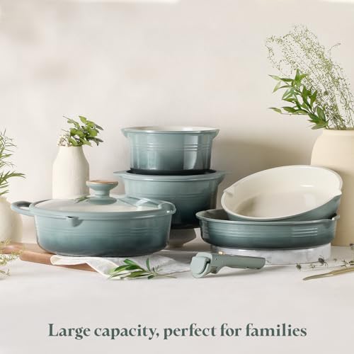CAROTE 20Pcs Titanium Cookware Set, Pots and Pans Set Non Stick, Kitchen Cooking Set with Detachable Handle, Non Toxic Induction Cookware, Dishwasher/Oven Safe - My Kitchen Products