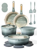 CAROTE 20Pcs Titanium Cookware Set, Pots and Pans Set Non Stick, Kitchen Cooking Set with Detachable Handle, Non Toxic Induction Cookware, Dishwasher/Oven Safe - My Kitchen Products