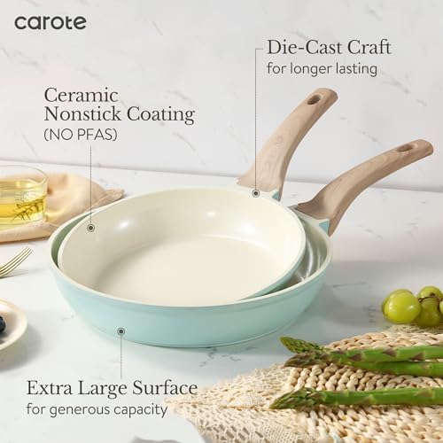 CAROTE 21-Piece Ceramic Pots and Pans Cookware Set, Non Stick Induction Cook Ware Kitchen Cooking Set Non-Toxic Health, PFAS Free - My Kitchen Products