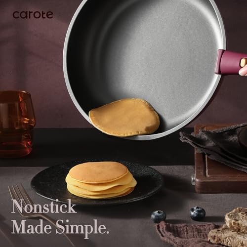 CAROTE 21pcs Pots and Pans Set, Nonstick Cookware Set Detachable Handle, Induction Kitchen Cookware Sets Non Stick with Removable Handle, RV Cookware Set, Gold and Purple - My Kitchen Products