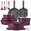 CAROTE 21pcs Pots and Pans Set, Nonstick Cookware Set Detachable Handle, Induction Kitchen Cookware Sets Non Stick with Removable Handle, RV Cookware Set, Gold and Purple - My Kitchen Products