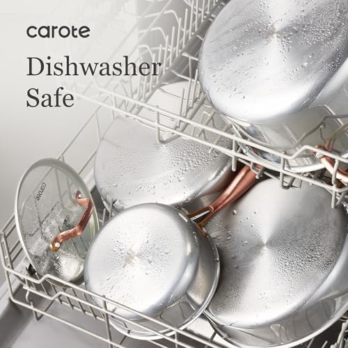 CAROTE 21pcs Tri-Ply Stainless Steel Cookware Set, Pots and Pans Set, Non Toxic Induction Kitchen Cooking Sets, Cookware Collection, Mirror Polish, Gold - My Kitchen Products