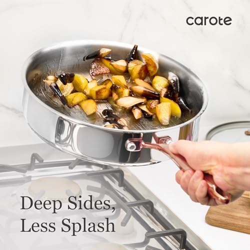 CAROTE 21pcs Tri-Ply Stainless Steel Cookware Set, Pots and Pans Set, Non Toxic Induction Kitchen Cooking Sets, Cookware Collection, Mirror Polish, Gold - My Kitchen Products