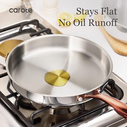 CAROTE 21pcs Tri-Ply Stainless Steel Cookware Set, Pots and Pans Set, Non Toxic Induction Kitchen Cooking Sets, Cookware Collection, Mirror Polish, Gold - My Kitchen Products