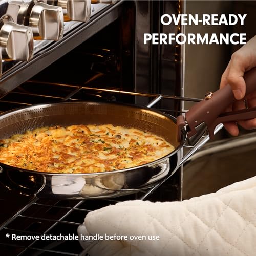 CAROTE 22pcs Hybrid Nonstick Pots and Pans Set, Stainless Steel Cookware Set with Honeycomb Titanium Interior, Induction Safe, Oven Safe, Brown (PFOS, PFOA Free) - My Kitchen Products