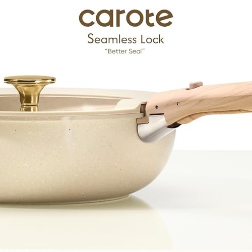 CAROTE 25PCS Ceramic Cookware Set, Pots and Pans set Non Stick, RV Kitchen Cooking Set Removable Handles, Oven Safe, Induction Cookware, Non-toxic Kitchen Cooking Set, PFAS and PFOA Free - My Kitchen Products