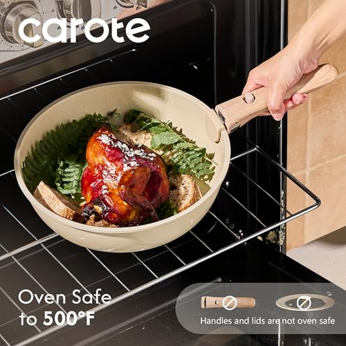 CAROTE 25PCS Ceramic Cookware Set, Pots and Pans set Non Stick, RV Kitchen Cooking Set Removable Handles, Oven Safe, Induction Cookware, Non-toxic Kitchen Cooking Set, PFAS and PFOA Free - My Kitchen Products