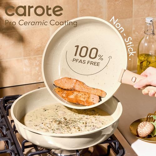 CAROTE 25PCS Ceramic Cookware Set, Pots and Pans set Non Stick, RV Kitchen Cooking Set Removable Handles, Oven Safe, Induction Cookware, Non-toxic Kitchen Cooking Set, PFAS and PFOA Free - My Kitchen Products