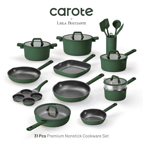 CAROTE 31PCS Pots and Pans Set, Nonstick Cookware Set Kitchen Non Stick Induction Titanium Cookware Non-toxic Granite Cooking set, PFOA Free - My Kitchen Products
